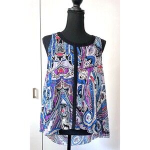 Nicole‎ By Nicole Miller Sleeveless Blouse Top Wm's Boho S Multi Paisley Flowy